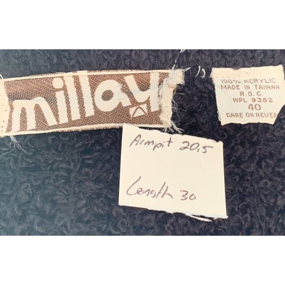 Vintage Millay Black Chunky Open Cardigan Size 40 Large Boyfriend Cozy - Picture 2 of 9